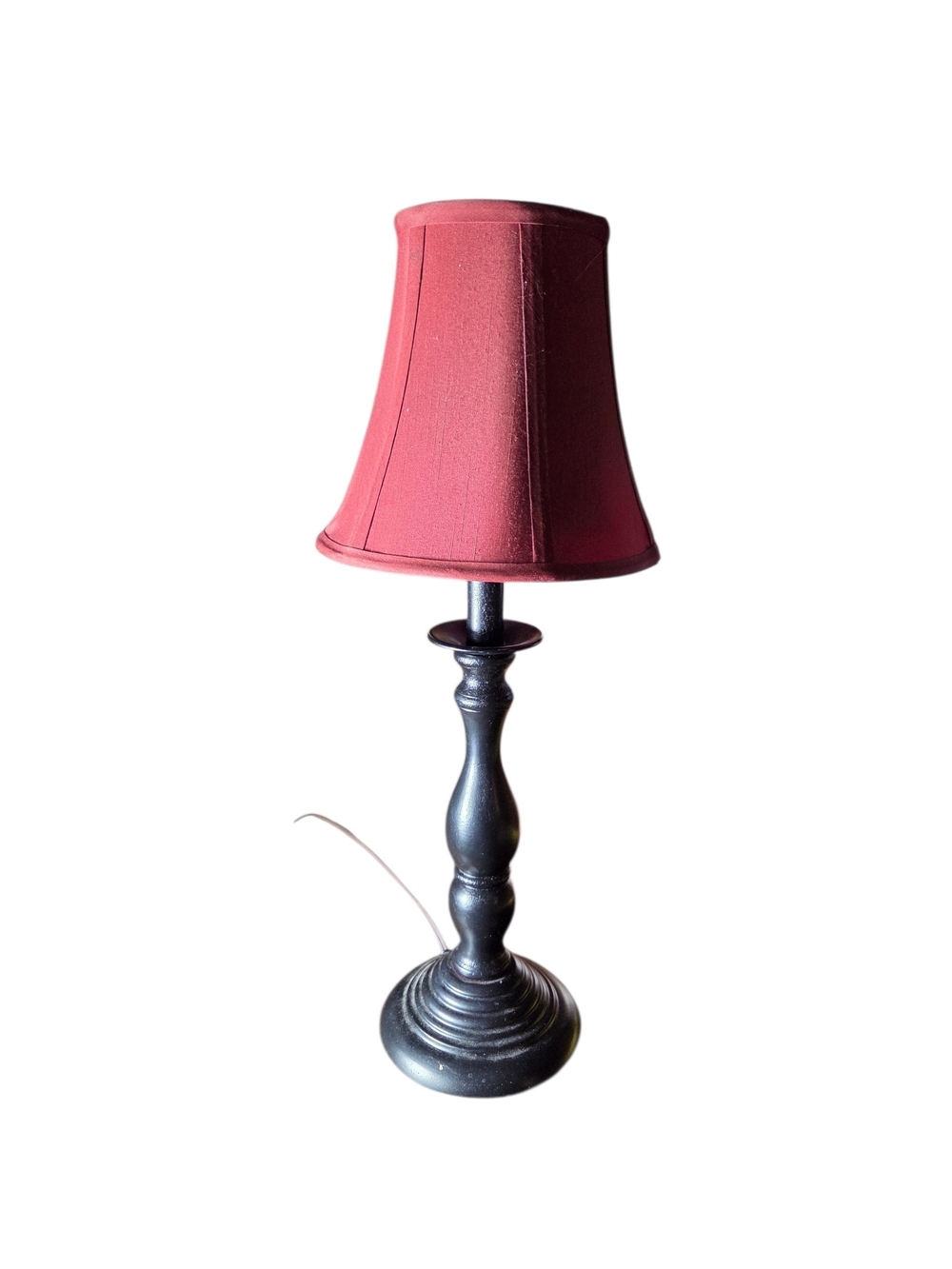Home Accents Red Fabric Shade Table Lamp with Black Turned Base